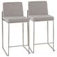 Lumisource Fuji High Back Counter Stool with Grey Fabric Cushion in Stainless Steel (Set of 2), , large