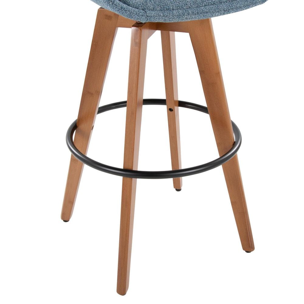 Lumisource Cosmo Swivel Barstool with Blue Noise Cushion in Walnut and Black, , large