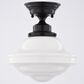 Vaxcel Huntley 10" 1-Light Semi Flush Mount with Milk Glass Shade in Oil Rubbed Bronze, , large