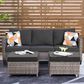 HOMLUX 3-Piece 77" Patio Sofa and Ottoman Set in Black, , large
