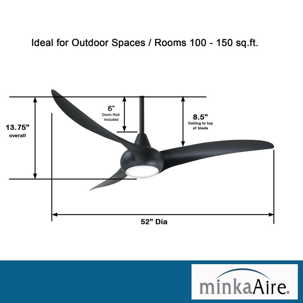 Minka-Aire Light Wave 52" Ceiling Fan with LED Light in Coal, , large