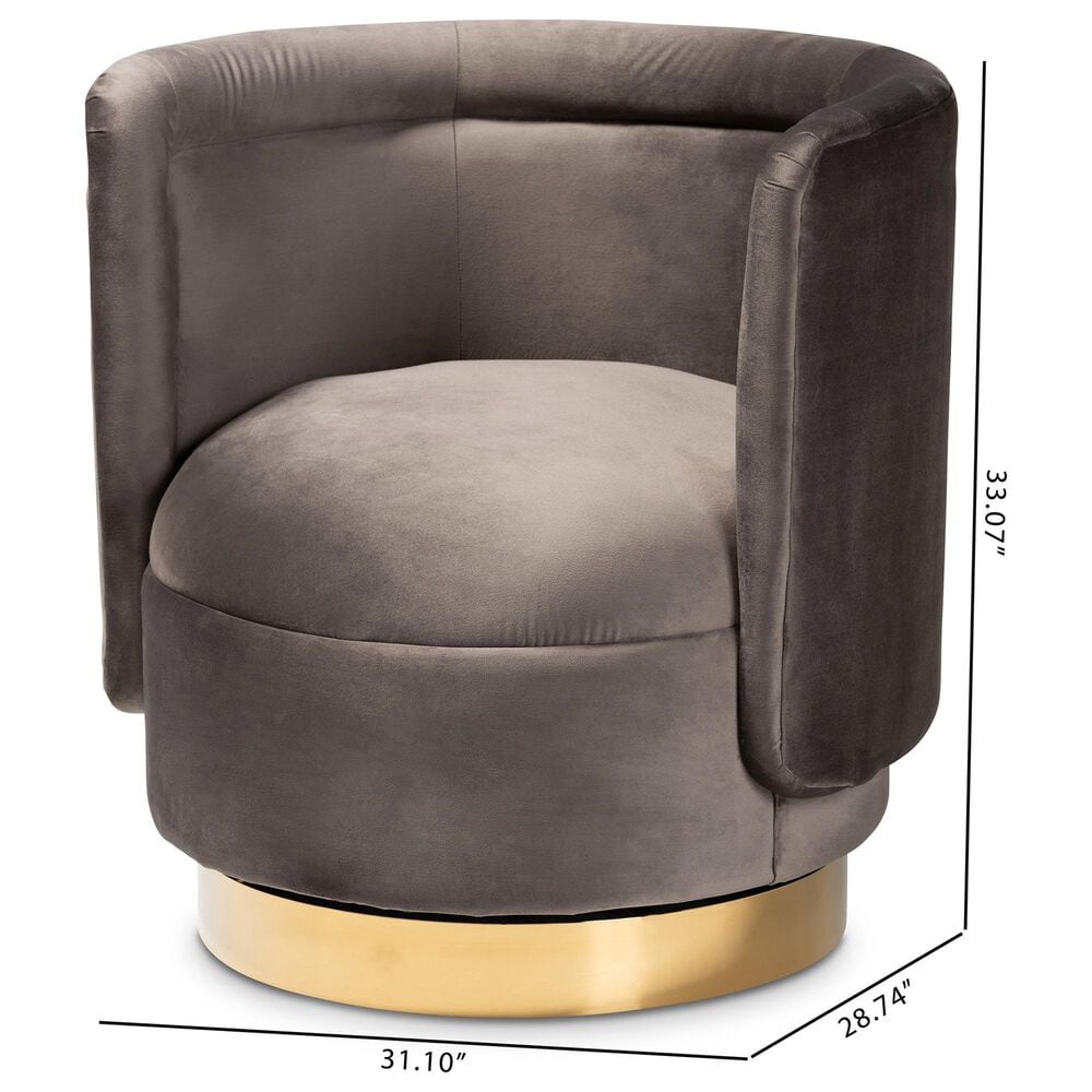 Baxton Studio Saffi Swivel Accent Chair in Grey, , large