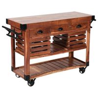 Shell Island Furniture 3-Drawer Kitchen Trolley in Hatch Light Natural