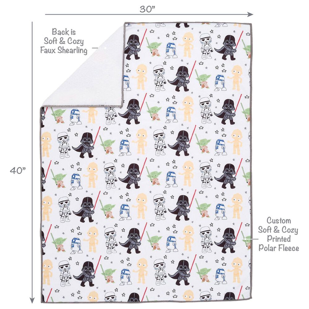 Lambs and Ivy Star Wars Classic Fleece Baby Crib Blanket in Gray, Green, White and Black, , large
