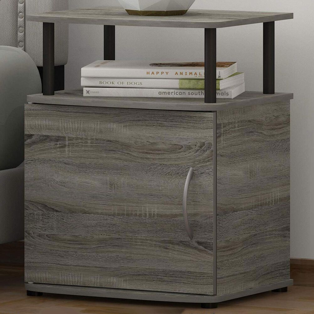 HOMLUX End Table with Open Shelf in Gray and Black, , large