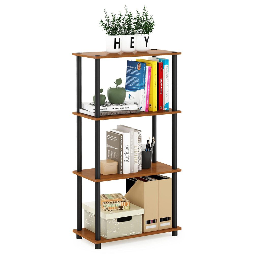 HOMLUX Turn-N-Tube 4-Tier Multipurpose Shelf Display Rack in Light Cherry and Black, , large