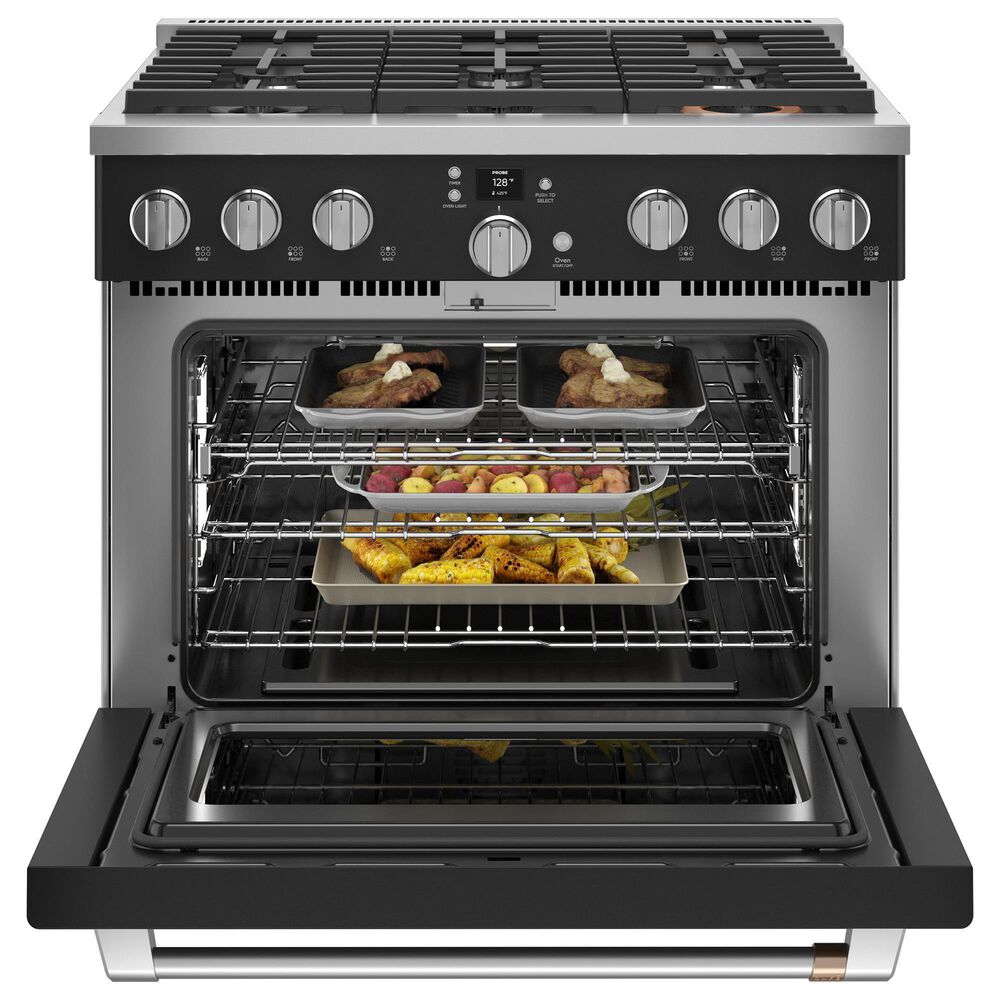 Cafe 6.2 Cu. Ft. Freestanding Natural Gas Range in Matte Black and Brushed Stainless, , large