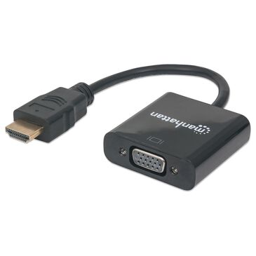 Manhattan HDMI Male to VGA Female, Optional USB Micro-B Power Port in Black, , large