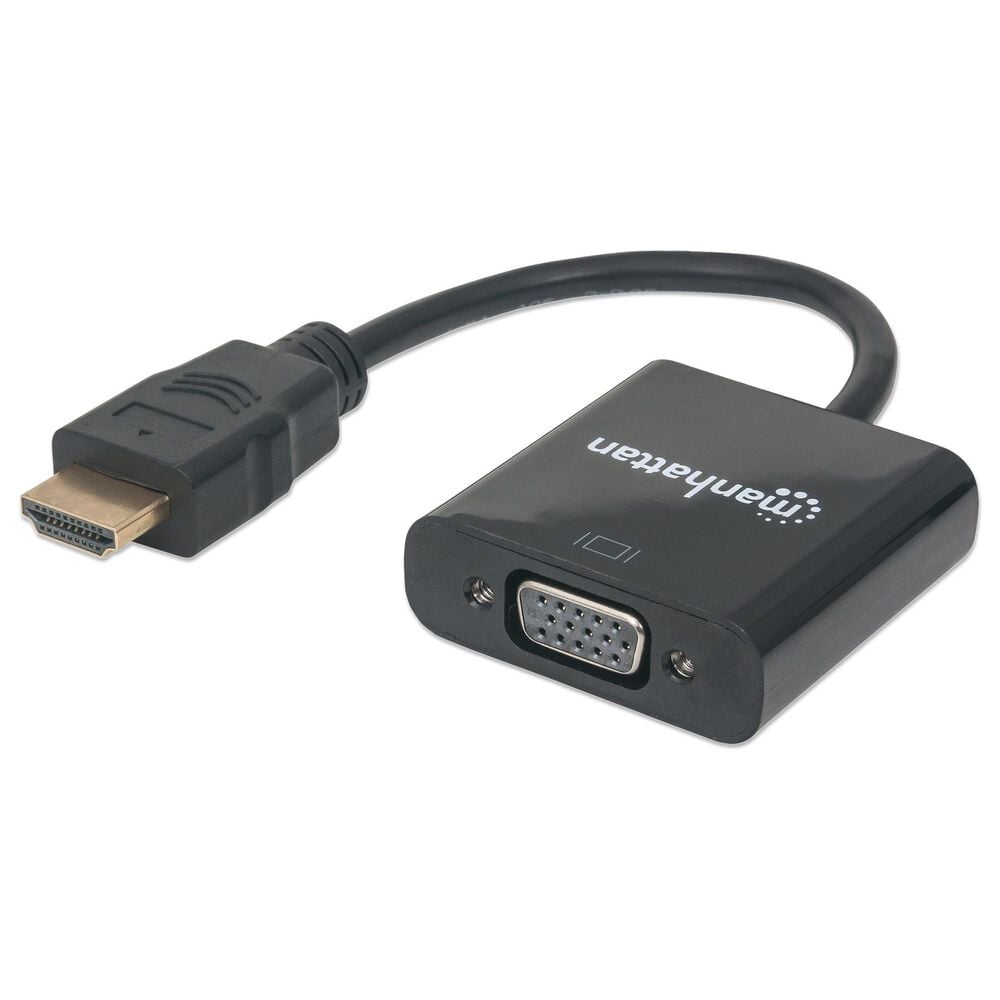Manhattan HDMI Male to VGA Female, Optional USB Micro-B Power Port in Black, , large