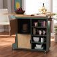 Baxton Studio Dorthy Kitchen Storage Cart in Dark Green and Natural, , large