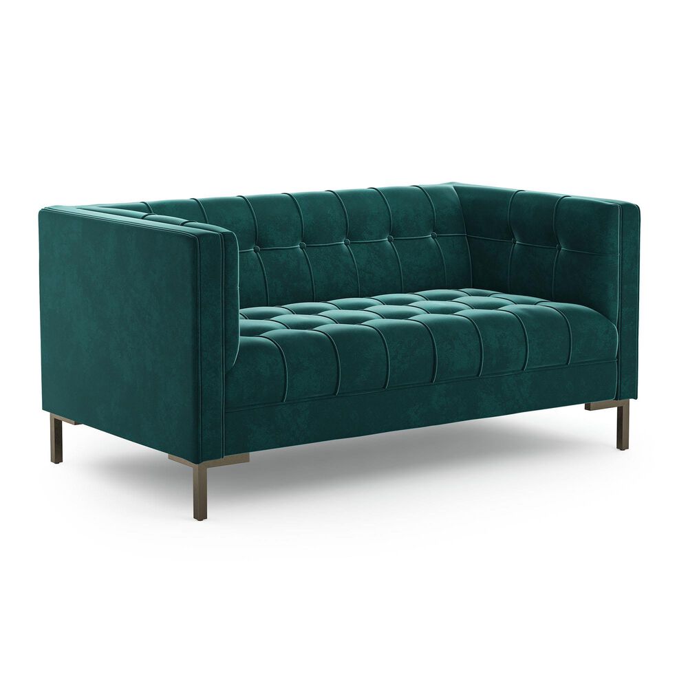 37B Isaac Stationary Loveseat in Green Velvet, , large