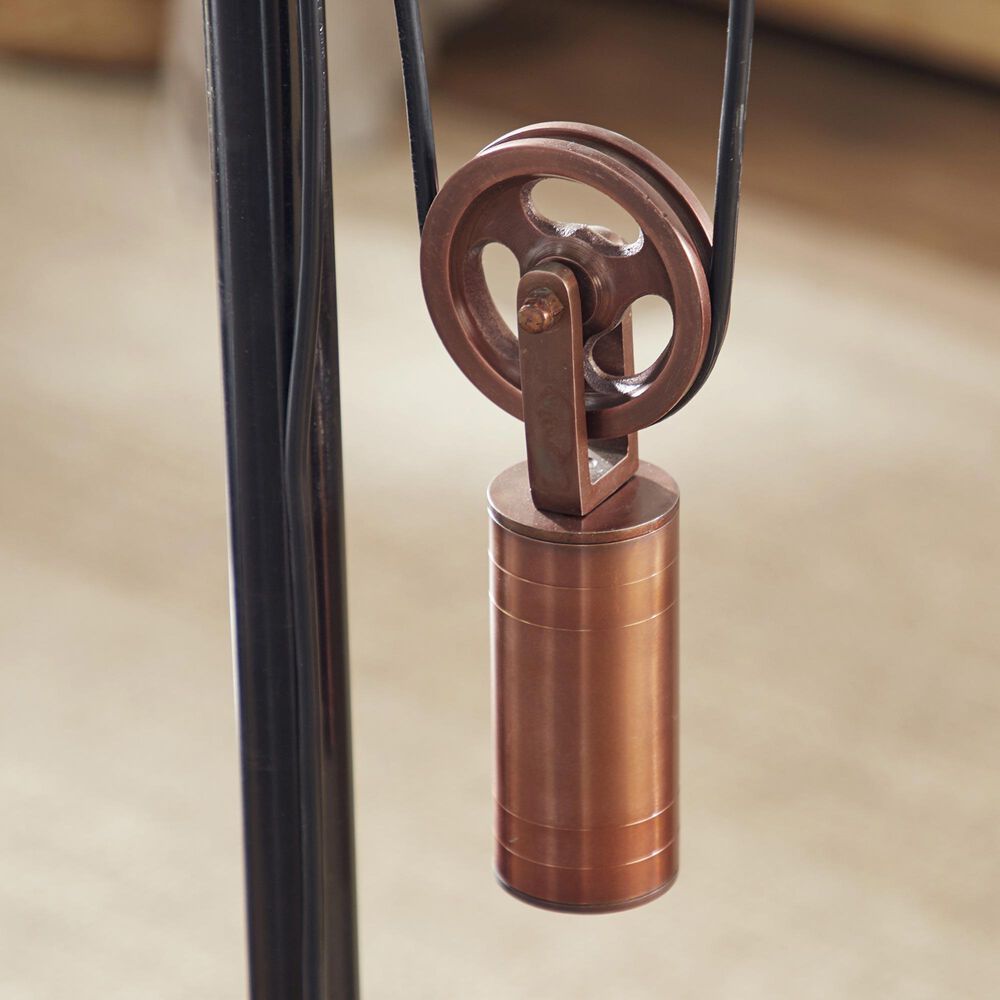 Maple and Jade Industrial Floor Lamp in Black and Copper, , large