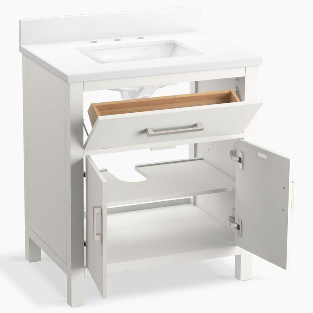 Kohler Kresla 30" Single Bathroom Vanity in White with 3 cm White Quartz Top and Rectangular Sink, , large