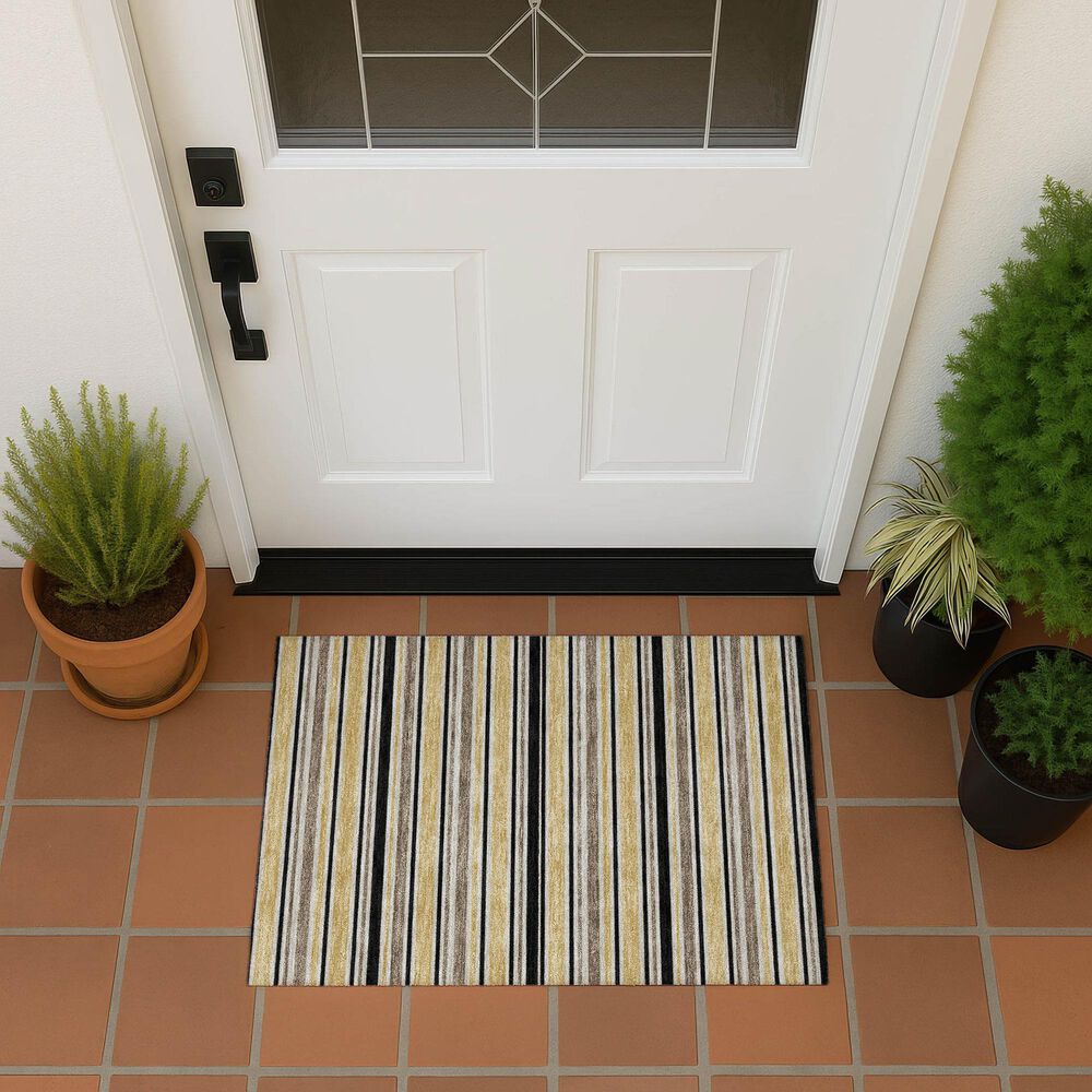 Dalyn Rug Company Soft Essentials Striped Honey 2'6" x 3'10" Indoor/Outdoor Area Rug, , large