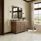 James Martin Vanities Brookfield 60" Single Bathroom Vanity in Pecan with 3 cm Arctic Fall Solid Surface Top and Rectangular Sink, , large