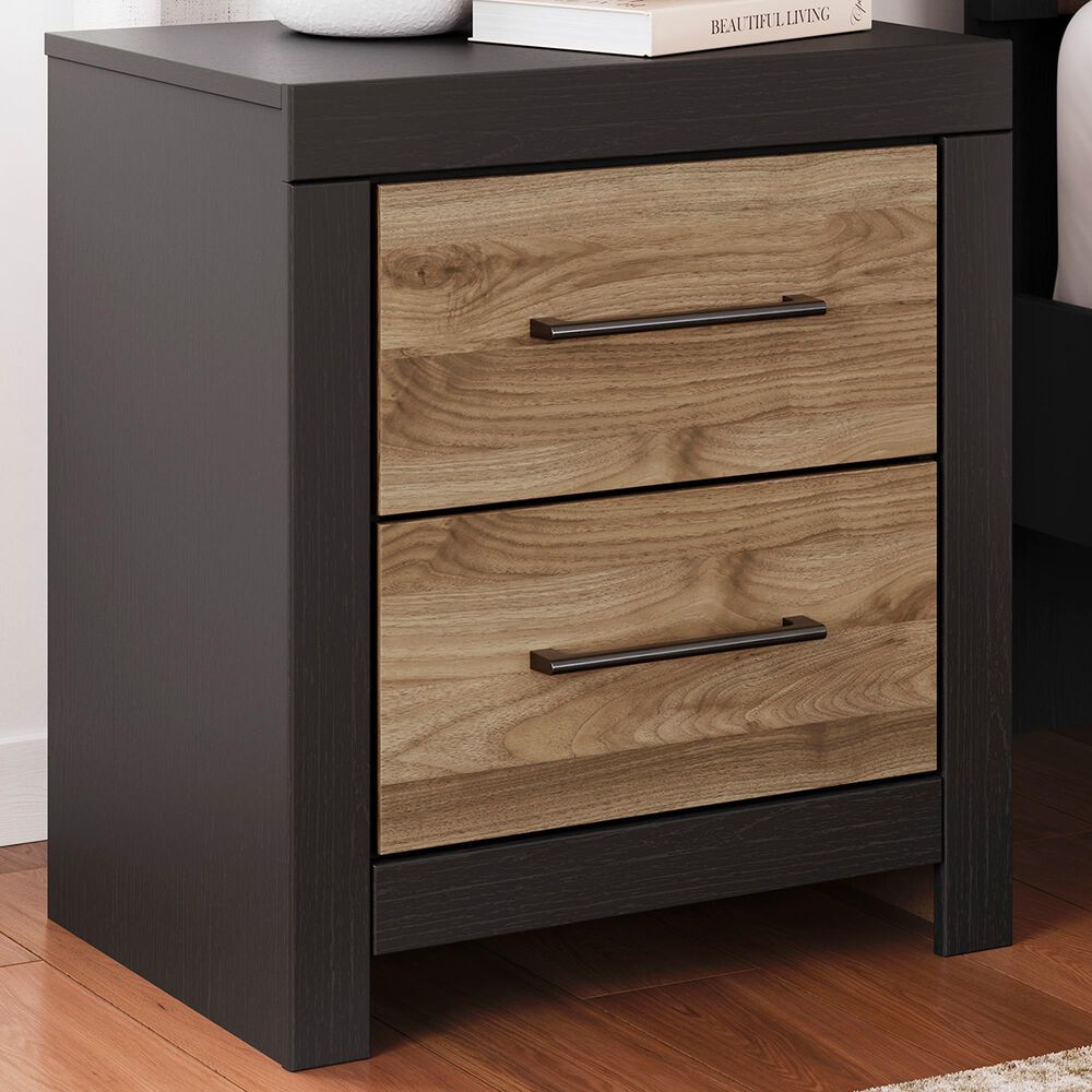 Ashley Vertani 2-Drawer Nightstand in Black and Honey Brown, , large