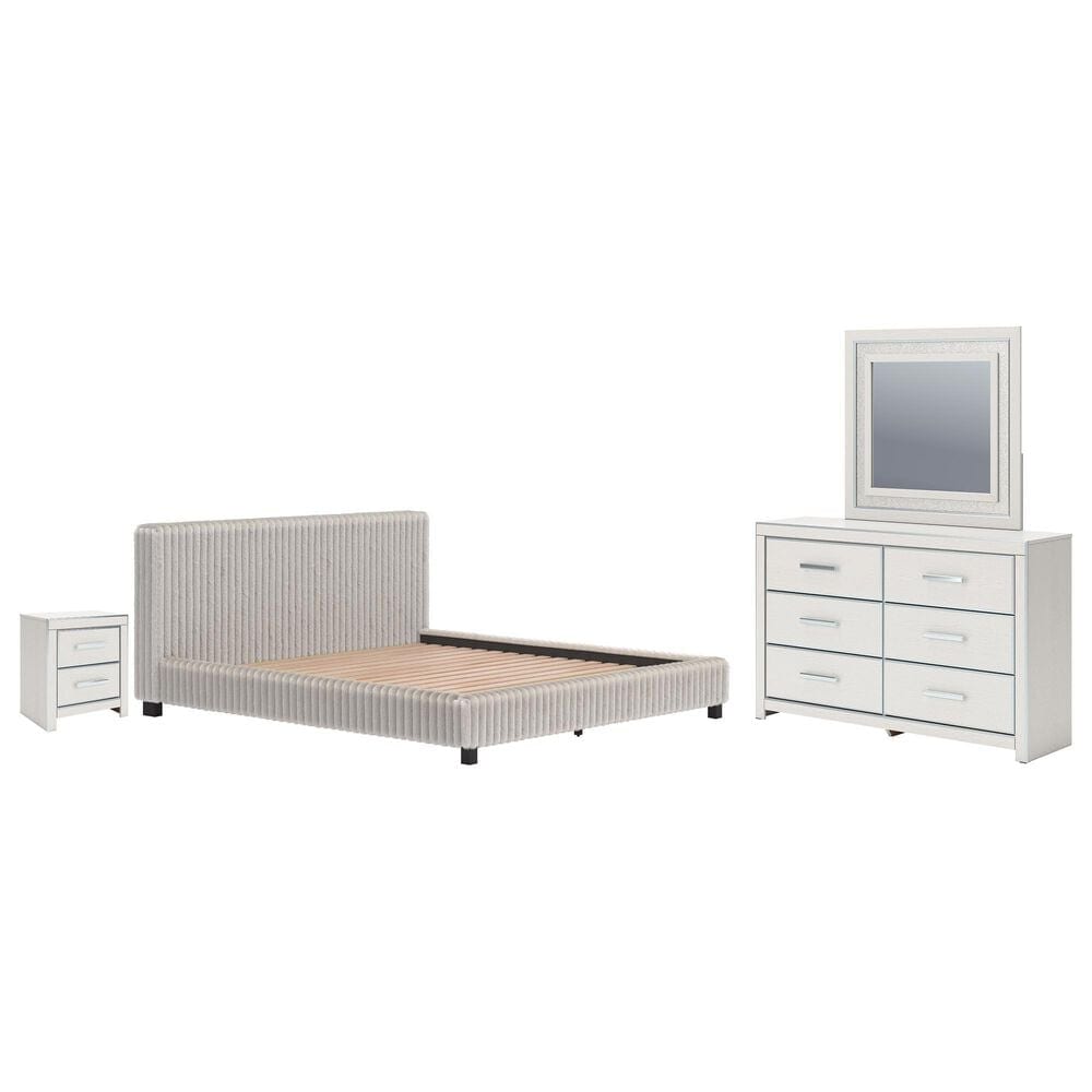 Ashley Zuraleus 4-Piece California King Upholstered Platform Bedroom Set in Matte White, , large