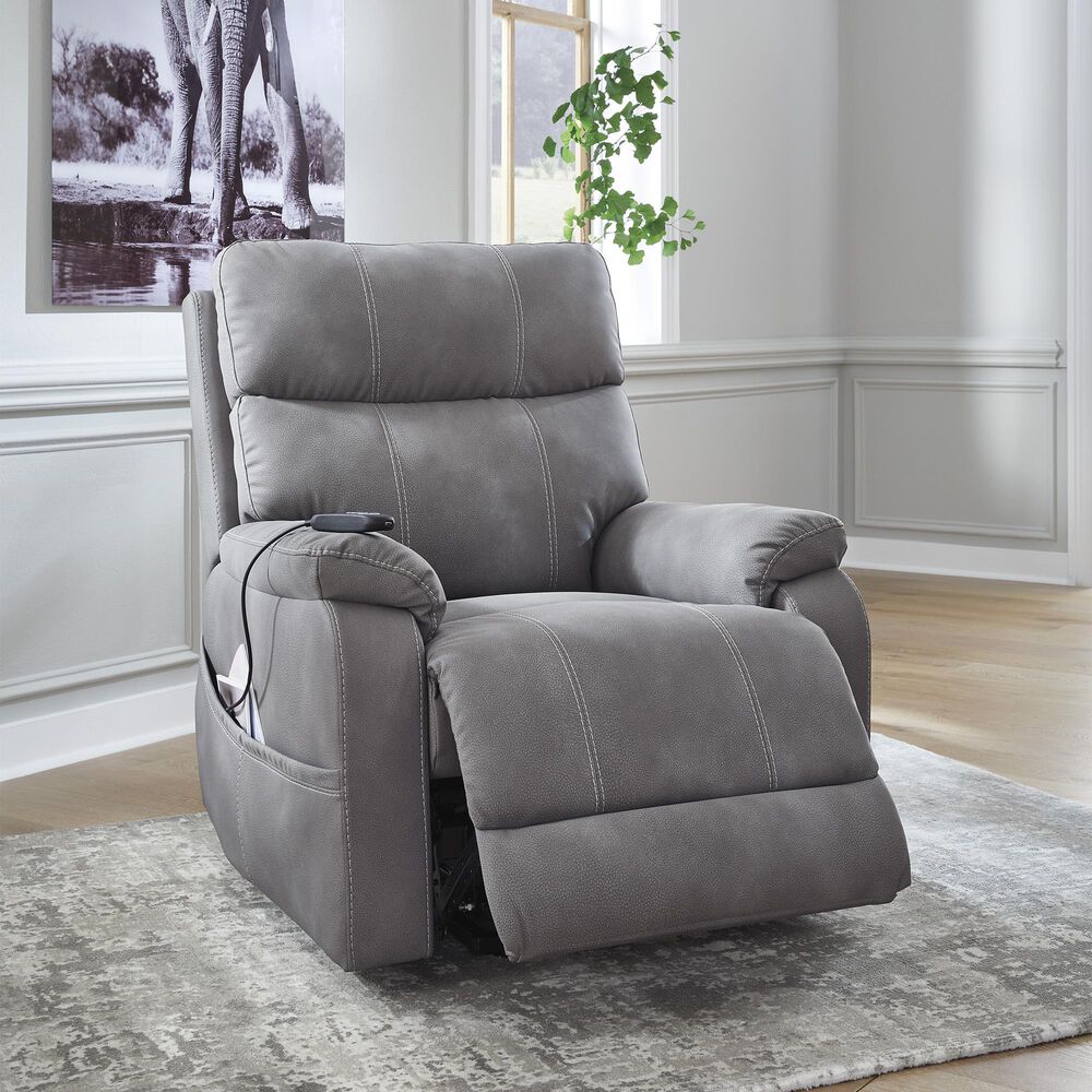 Ashley Next-Gen Durapella Power Lift Recliner in Slate, , large