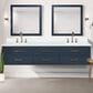 Lexora Home Castor 84" Double Bathroom Vanity in Blue with 2 cm White Quartz Top and Rectangular Sinks, , large
