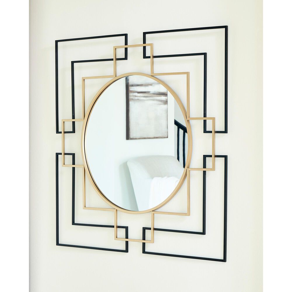 Ashley Oceanal Accent Wall Mirror in Black and Gold, , large