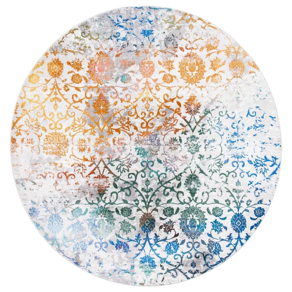 Safavieh Aria 6"6" Round Grey and Green Area Rug, , large