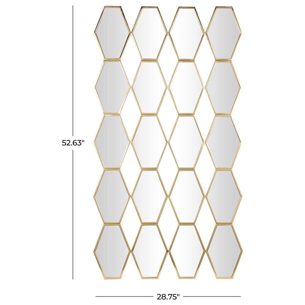 Maple and Jade Metal Geometric Wall Mirror with Diamond and Hexagon Shaped Mirrors in Gold, , large
