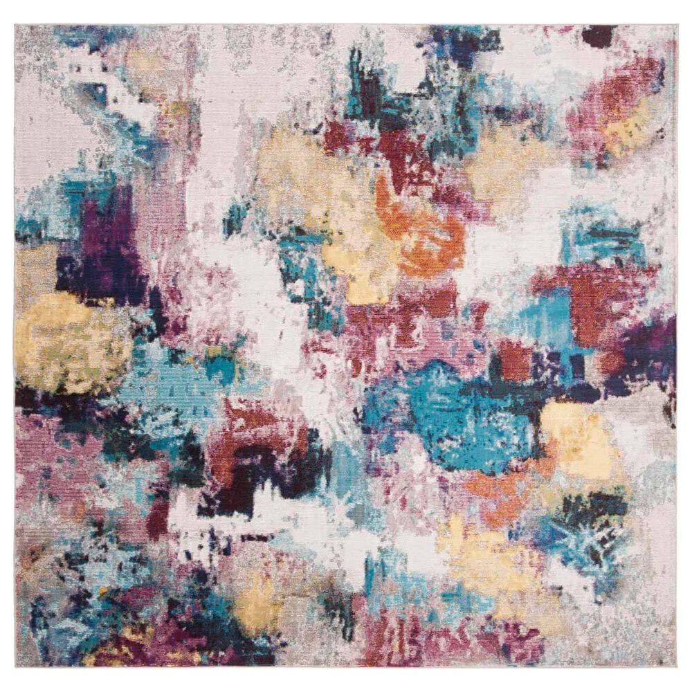 Safavieh Aria 6"6" Square Grey and Wine Area Rug, , large