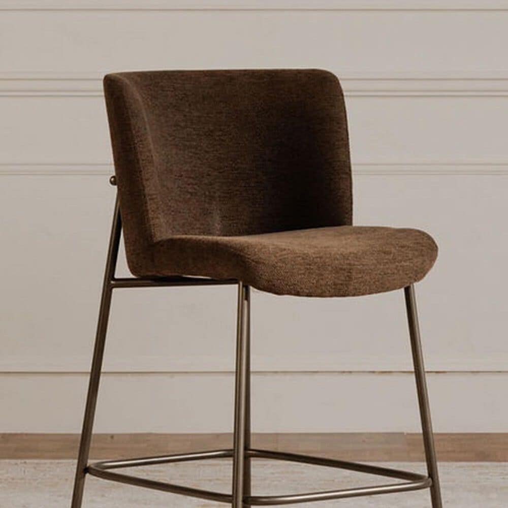 Moe's Home Collection Early Barstool with Dark Brown Upholstery in Blackened Bronze, , large