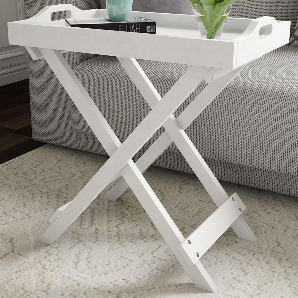 Timberlake Lavish Home Folding End Table in White, , large