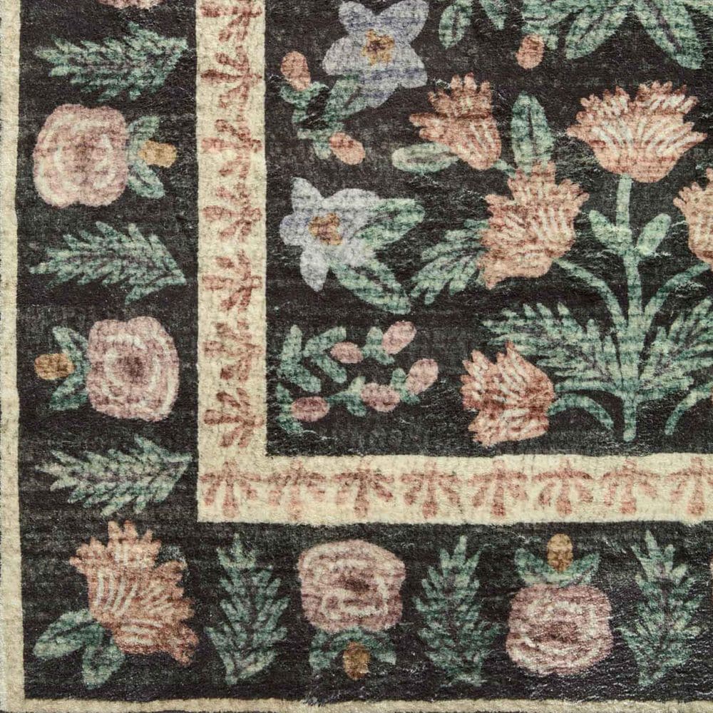 Rifle Paper Co. x Loloi Eden Mughal Garden 2&#39;6&quot; x 9&#39;6&quot; Black Runner, , large
