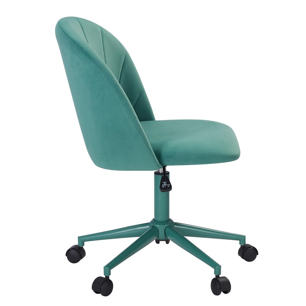 Linden Boulevard Velvet Desk Chair in Aqua, , large