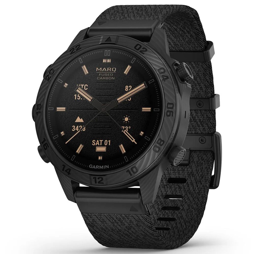 Garmin MARQ 2 Commander AMOLED Smartwatch Fused Carbon Fiber Case with Nylon Band in Black, , large
