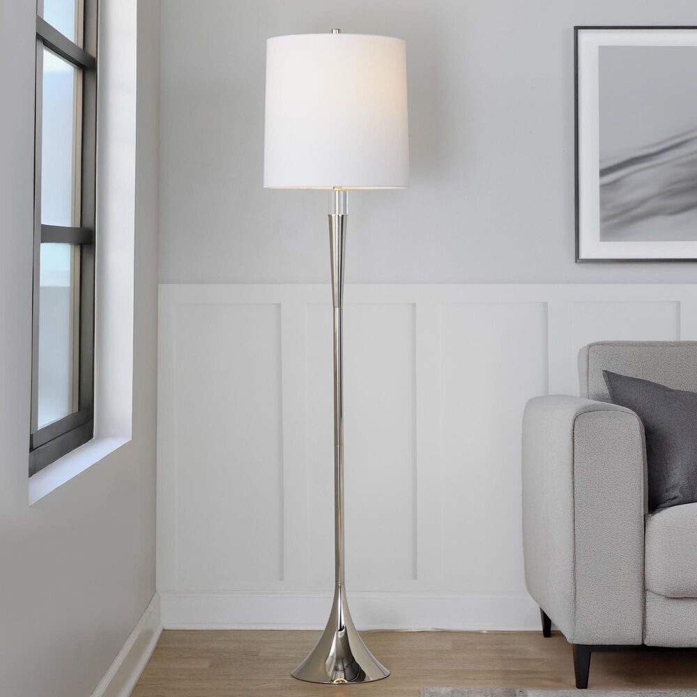 LumiSource Marla Floor Lamp in Polished Nickel and Clear (Set of 2), , large
