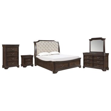 New Heritage Design Lyndhurst 5-Piece Queen Bedroom Set in Walnut Brown, , large