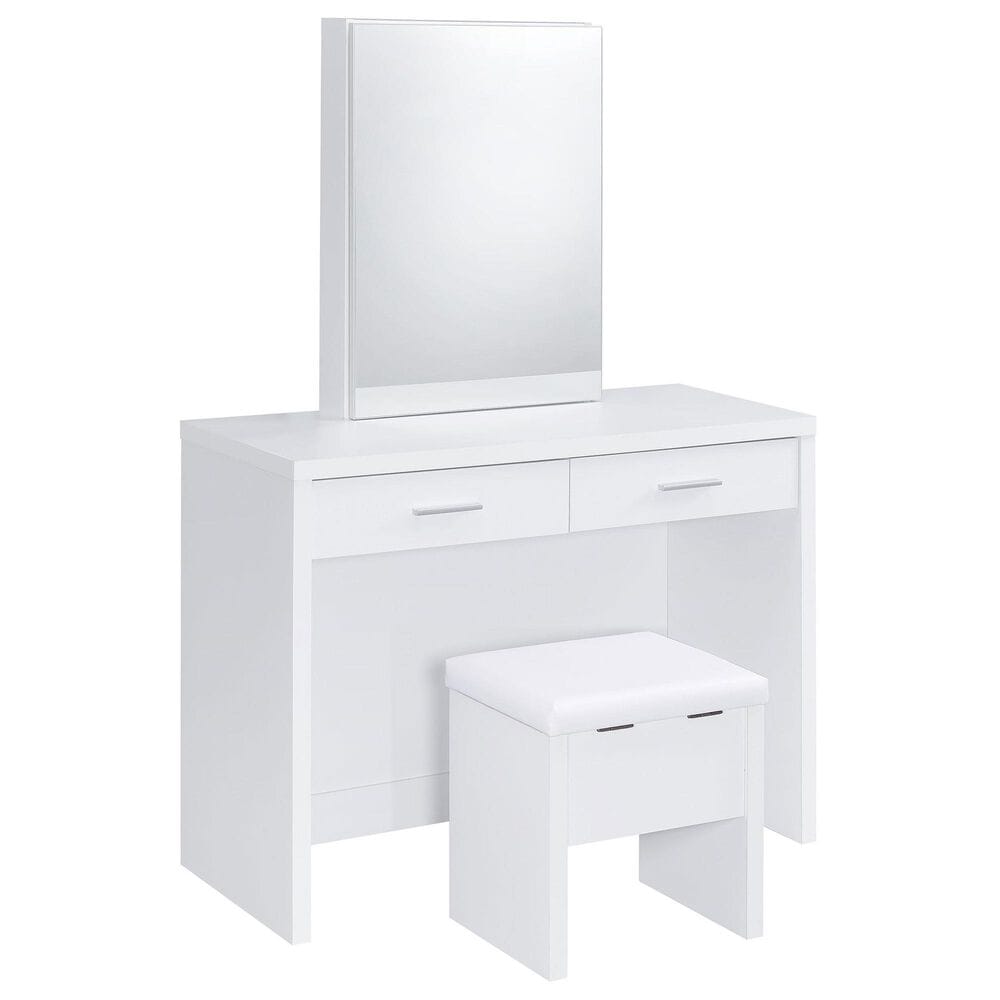 Coaster Bunbury Makeup Vanity Table Set in White, , large