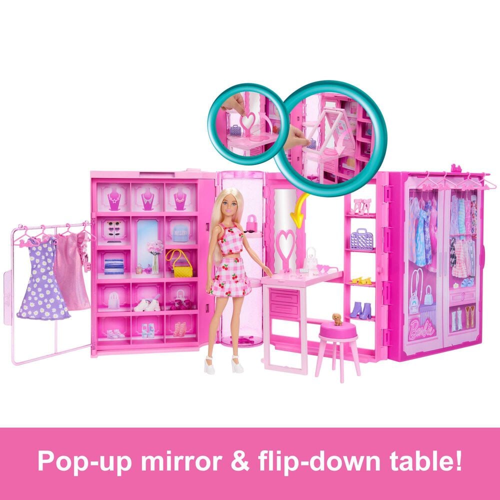 Barbie Doll Dream Closet Playset and Accessories in Pink, , large