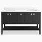 Kohler Seagrove 60" Double Bathroom Vanity in Ferrous Grey with 3 cm White Quartz Top and Rectangular Sinks, , large
