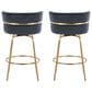 LumiSource Cinch 26" Swivel Counter Stool with Black Upholstery in Gold (Set of 2), , large