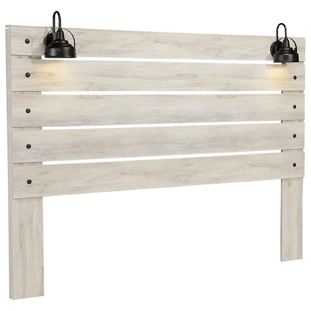 Ashley Cambeck King Panel Bed in Whitewash with Lighting, , large