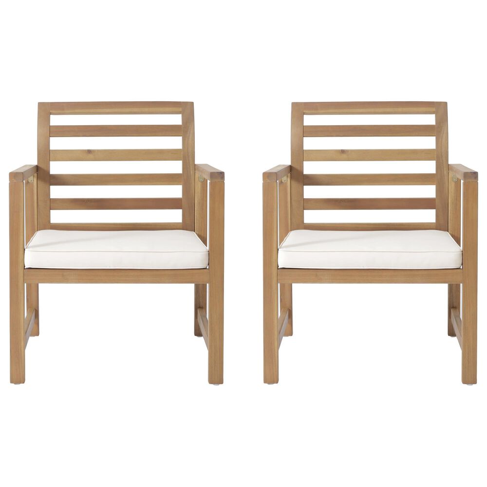 Hearth and Haven Outdoor Club Chair with White Cushion in Natural &#40;Set of 2&#41;, , large
