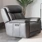 Bassett Benson Leather Power Recliner in Tuscan Gunmetal, , large