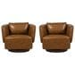 Kuka Home Leather Swivel Chair in Saddle (Set of 2), , large