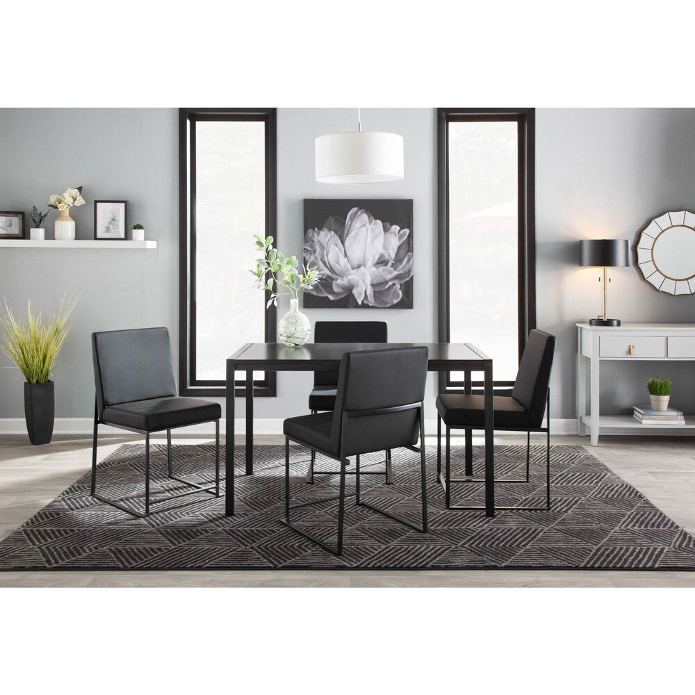 LumiSource Fuji Side Chair with Black Faux Leather Cushion in Black (Set of 2), , large