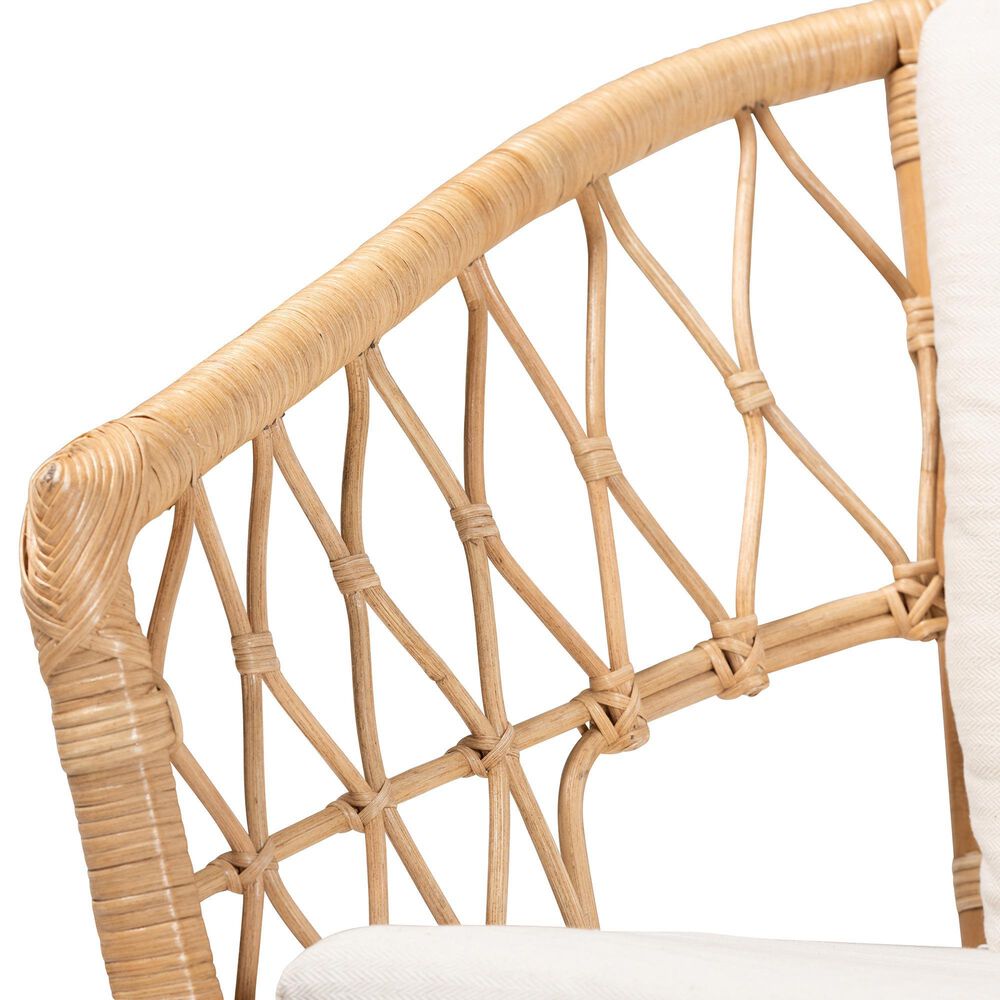 Baxton Studio Feya Rattan Arm Chair in White, , large