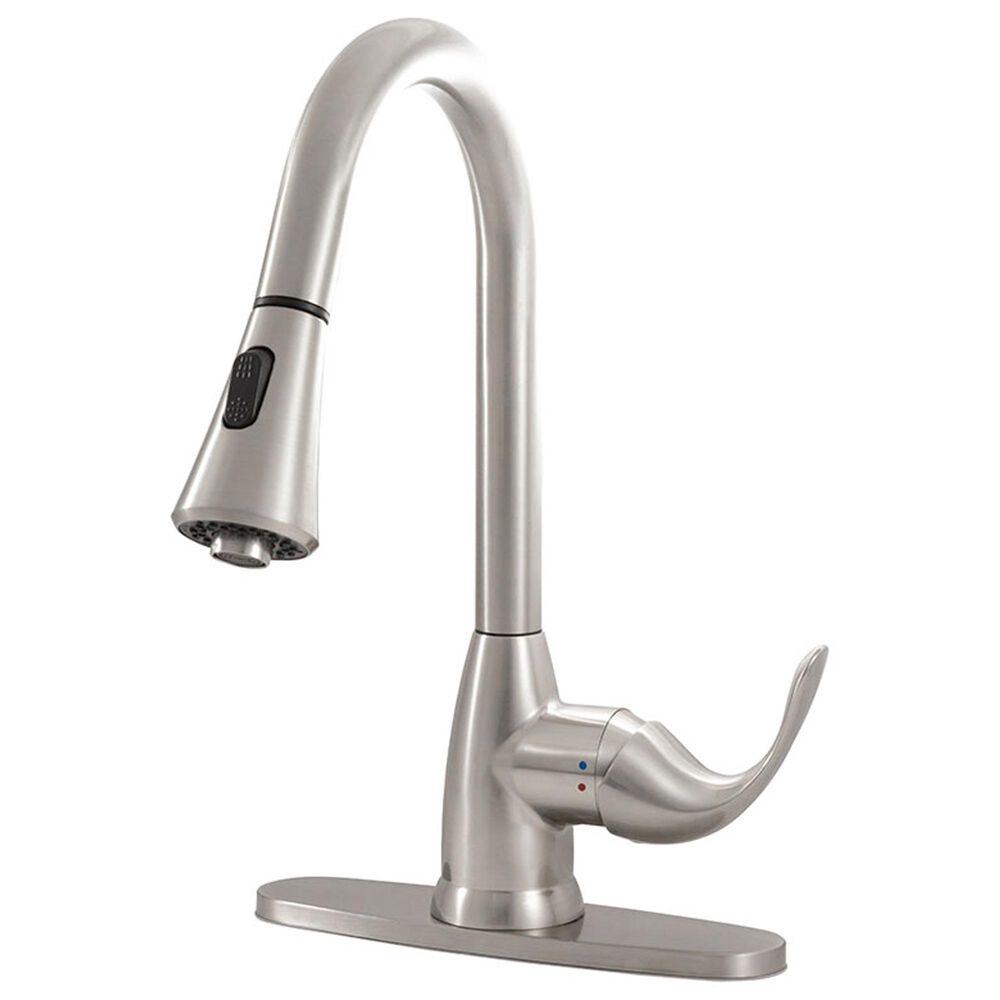 MS International AcquaLuxe Curved Pull-Down Sprayer Kitchen Sink Faucet in Nickel Brushed, , large