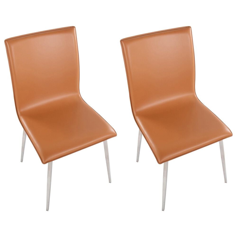 Lumisource Mason Swivel Side Chair with Camel Upholstered in Brushed Stainless Steel &#40;Set of 2&#41;, , large
