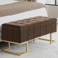 LumiSource Midas Storage Bench with Brown Velvet Cushion in Gold, , large
