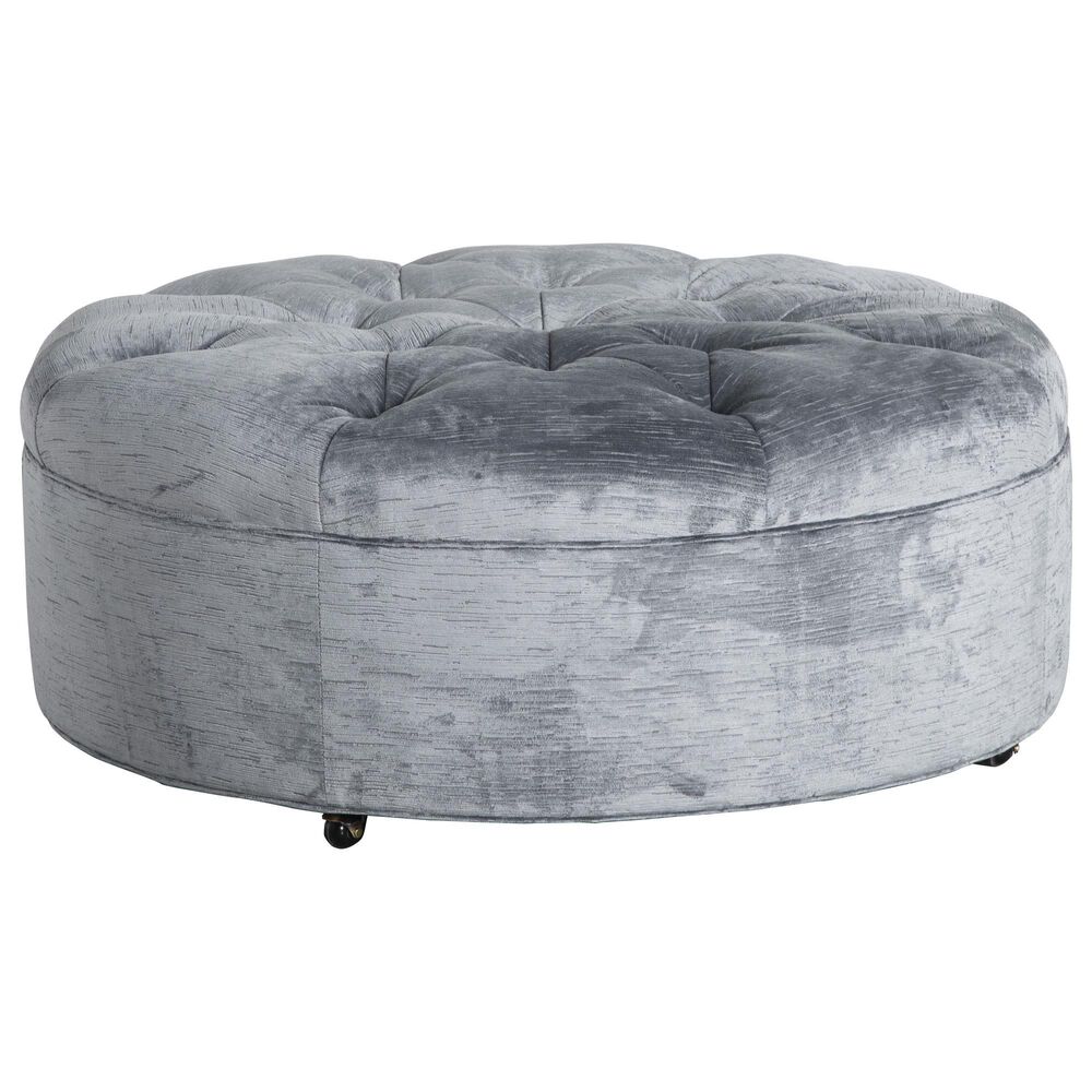 Huntington House Round Ottoman in Slate Blue, , large