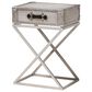Baxton Studio William 1 Drawer Nightstand in Silver/Silver/Black, , large