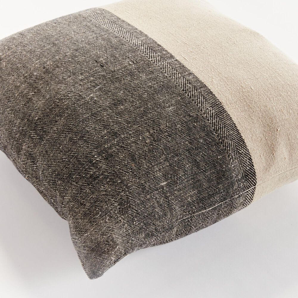 Napa Home and Garden Jules 24&quot; x 24&quot; Throw Pillow in Black and Flax, , large